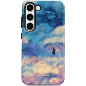 Pouzdro na mobilní telefon Odolný obal Mobiwear Elite Pro - Samsung Galaxy S23 - ER09E Dívka na houpačce v oblacích (Odolné pouzdro, obal, kryt na mobil Samsung Galaxy S23, motiv Lidé a postavy, barva Modrá, materiál Plast + TPU silikon - maximální ochrana , zesílené hrany, přesné)