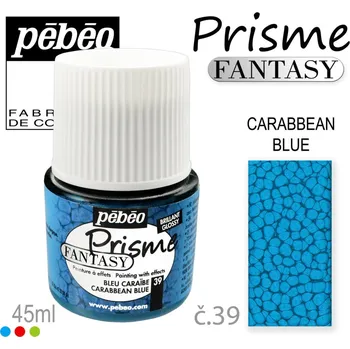 Speciální výtvarná barva Barva na Šperky PRISME Fantasy Pébéo . barva č.39 CARABBEAN BLUE . Balení 45ml.