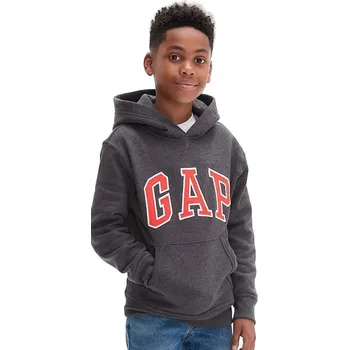 Pánská mikina mikina GAP V-New Campus Logo Hood - Charcoal Grey 6-7 Years