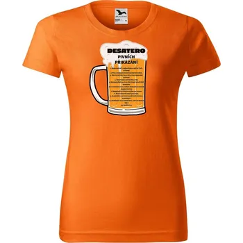 Dámské tričko DOBRÝ TRIKO Dámské tričko s potiskem Pivní desatero Barva: Oranžová, Velikost: L