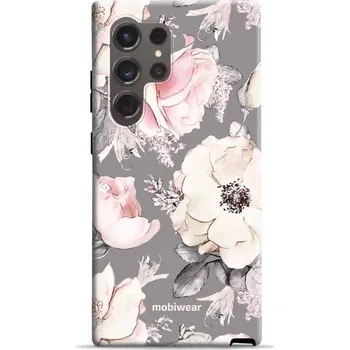Pouzdro na mobilní telefon Odolný obal Mobiwear Elite Pro - Samsung Galaxy S24 Ultra - EX06E Květy na šedém pozadí (Odolné pouzdro, obal kryt Mobiwear Elite Pro - maximální ochrana mobilu, zesílené hrany, přesné výřezy, pohodlné držení, odolná grafika, kvalitní materiály)