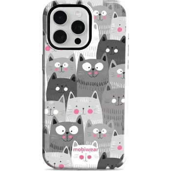 Pouzdro na mobilní telefon Odolný obal Mobiwear Elite Pro - Apple iPhone 15 Pro Max - E099E Kočičky (Odolné pouzdro, obal kryt Mobiwear Elite Pro - maximální ochrana mobilu, zesílené hrany, přesné výřezy, pohodlné držení, odolná grafika, kvalitní materiály)