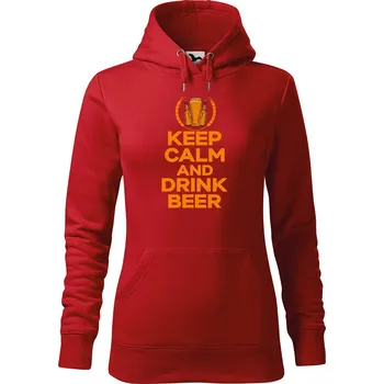 Dámská mikina DOBRÝ TRIKO Dámská mikina s potiskem Keep calm beer Velikost dámské mikiny: XL, Barva: Červená