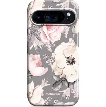 Pouzdro na mobilní telefon Odolný obal Mobiwear Elite Pro - Google Pixel 9 / 9 Pro - EX06E Květy na šedém pozadí (Odolné pouzdro, obal kryt Mobiwear Elite Pro - maximální ochrana mobilu, zesílené hrany, přesné výřezy, pohodlné držení, odolná grafika, kvalitní materiály)