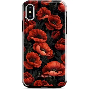 Pouzdro na mobilní telefon Odolný obal Mobiwear Elite Pro - Apple iPhone XR - EP45E Temné červené květy (Odolné pouzdro, obal kryt Mobiwear Elite Pro - maximální ochrana mobilu, zesílené hrany, přesné výřezy, pohodlné držení, odolná grafika, kvalitní materiály)