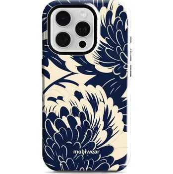Pouzdro na mobilní telefon Odolný obal Mobiwear Elite Pro - Apple iPhone 15 Pro - EA40E Modré a béžové květy (Odolné pouzdro, obal kryt Mobiwear Elite Pro - maximální ochrana mobilu, zesílené hrany, přesné výřezy, pohodlné držení, odolná grafika, kvalitní materiály)
