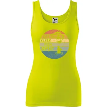 Dámské tričko DOBRÝ TRIKO Dámské tílko s potiskem Eat sleep fish Velikost: M, Barva: Limetková