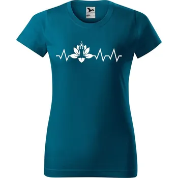 Dámské tričko DOBRÝ TRIKO Dámské tričko s potiskem Tep jóga Barva: Petrolejová, Velikost: XL