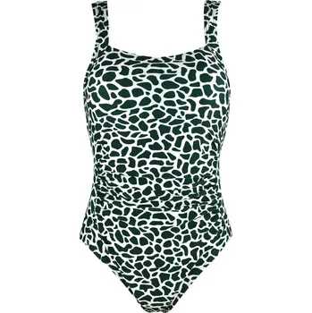 Dámské plavky Agnes dámské vzorované plavky s výztuží S1231 M zelená