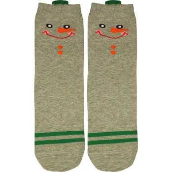 Pánské ponožky Vánoční sněhulák - veselé dámské ponožky 35-38 šedá