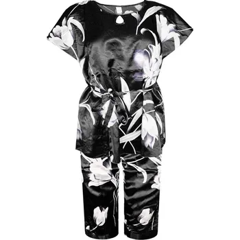 Dámské noční prádlo Zoe saténové letní pyžamo 204 XL černá