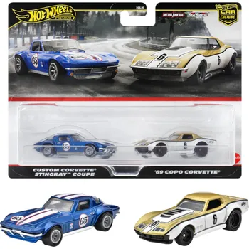 auto na autodráhu Hot Wheels Premium Car Culture Custom Corvette Stringray Coupe a 69 Copo Corvette
