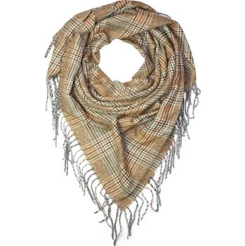 Šála Klair creme měkká šála s kostkami H849F tmavě béžová