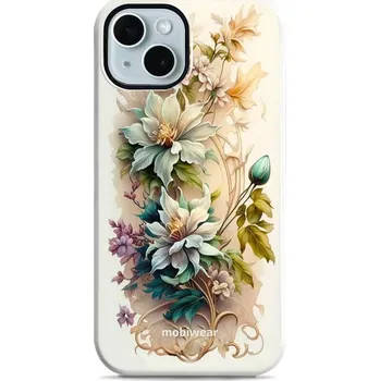 Pouzdro na mobilní telefon Odolný obal Mobiwear Elite Pro - Apple iPhone 14 - E014E Krémové květy (Odolné pouzdro, obal kryt Mobiwear Elite Pro - maximální ochrana mobilu, zesílené hrany, přesné výřezy, pohodlné držení, odolná grafika, kvalitní materiály)