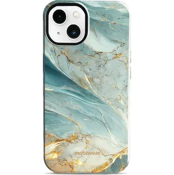 Pouzdro na mobilní telefon Odolný obal Mobiwear Elite Pro - Apple iPhone 13 - EP34E Zelenkavý a zlatavý mramor (Odolné pouzdro, obal kryt Mobiwear Elite Pro - maximální ochrana mobilu, zesílené hrany, přesné výřezy, pohodlné držení, odolná grafika, kvalitní materiály)