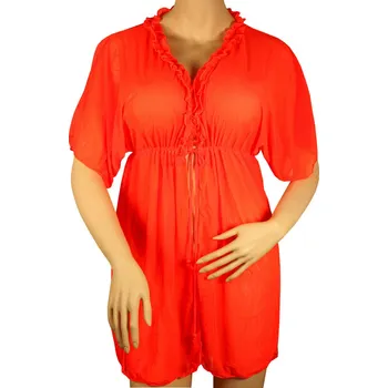 Šátek Caribe kaftan šaty na pláž S761 L oranžová zářivá