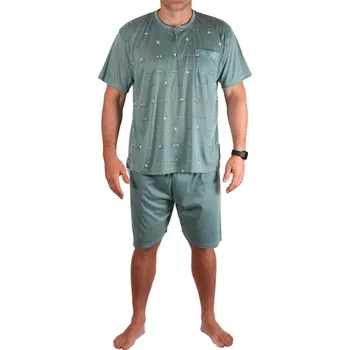 Pánské pyžamo VN LOT Leman pánské pyžamo krátký rukáv 1070 zelená M