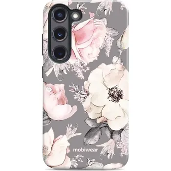 Pouzdro na mobilní telefon Odolný obal Mobiwear Elite Pro - Samsung Galaxy S23 Plus - EX06E Květy na šedém pozadí (Odolné pouzdro, obal kryt Mobiwear Elite Pro - maximální ochrana mobilu, zesílené hrany, přesné výřezy, pohodlné držení, odolná grafika, kvalitní materiály)