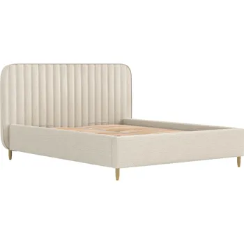 Postel Maison de Rêve Béžová čalouněná dvoulůžková postel NOTO 180 x 200 cm s úložným prostorem