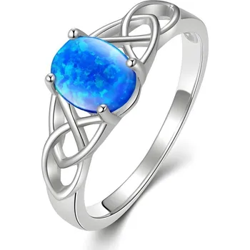 Prsten 4U Stříbrný prsten Hany s modrým opálem a keltskými výřezy Velikost prstenu: obvod 52 mm (průměr 16,6 mm)