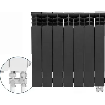 Radiátor Deskový HLINÍKOVÝ radiátor G500F 7-segmentový GRAPHITE PRAVÉ rovné připojení (SADA)
