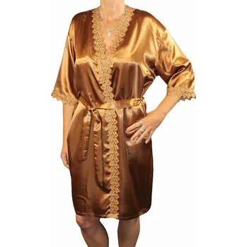 Dámská noční košile Kristy saténový župan XL hnědá