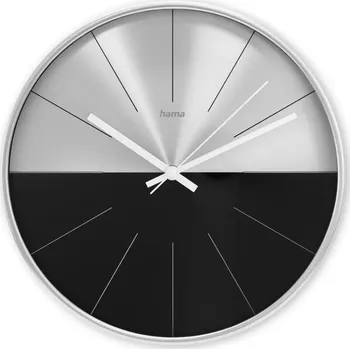 Hodiny Hama Sicily, nástěnné hodiny, 30 cm, tichý chod, černé/stříbrné