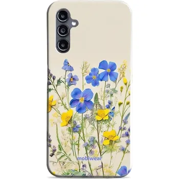Pouzdro na mobilní telefon Odolný obal Mobiwear Elite Pro - Samsung Galaxy A14 / A14 5G - EP41E Modré a žluté kvítky (Odolné pouzdro, obal kryt Mobiwear Elite Pro - maximální ochrana mobilu, zesílené hrany, přesné výřezy, pohodlné držení, odolná grafika, kvalitní materiály)