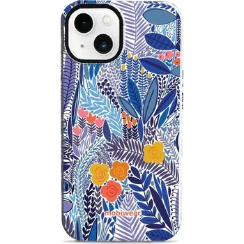 Pouzdro na mobilní telefon Odolný obal Mobiwear Elite Pro - Apple iPhone 13 - EP03E Modrá květena (Odolné pouzdro, obal kryt Mobiwear Elite Pro - maximální ochrana mobilu, zesílené hrany, přesné výřezy, pohodlné držení, odolná grafika, kvalitní materiály)