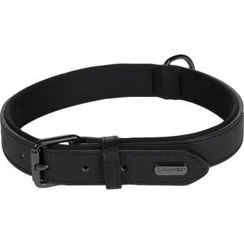 Obojek pro psa Flamingo Binti Kožený obojek s neoprenem Černá L