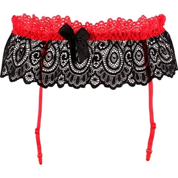 Kalhotky Floriana night sexy podvazkový pás kovová ozdoba 9943 XL černá