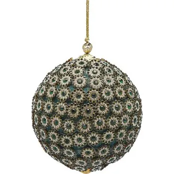 Vánoční ozdoba Vánoční ozdoba se zlatými flitry zelená, 10 cm