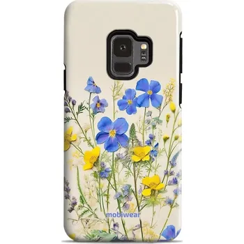 Pouzdro na mobilní telefon Odolný obal Mobiwear Elite Pro - Samsung Galaxy S9 - EP41E Modré a žluté kvítky (Odolné pouzdro, obal kryt Mobiwear Elite Pro - maximální ochrana mobilu, zesílené hrany, přesné výřezy, pohodlné držení, odolná grafika, kvalitní materiály)