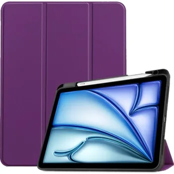 Pouzdro na mobilní telefon Pouzdro z PU kůže s prostorem na Apple Pencil a funkcí uspání pro iPad Air 11" (2024/2025) - fialové