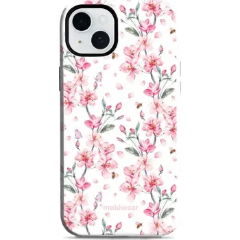 Pouzdro na mobilní telefon Odolný obal Mobiwear Elite Pro - Apple iPhone 15 Plus - E124E Růžové květy (Odolné pouzdro, obal kryt Mobiwear Elite Pro - maximální ochrana mobilu, zesílené hrany, přesné výřezy, pohodlné držení, odolná grafika, kvalitní materiály)