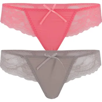 Kalhotky Lucy krajková tanga 102S - 2ks M vícebarevná