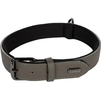 Obojek pro psa Flamingo Binti Kožený obojek s neoprenem Šedá XL