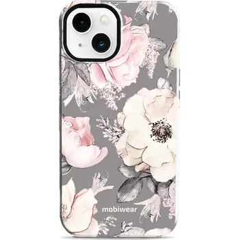Pouzdro na mobilní telefon Odolný obal Mobiwear Elite Pro - Apple iPhone 13 - EX06E Květy na šedém pozadí (Odolné pouzdro, obal kryt Mobiwear Elite Pro - maximální ochrana mobilu, zesílené hrany, přesné výřezy, pohodlné držení, odolná grafika, kvalitní materiály)