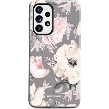 Pouzdro na mobilní telefon Odolný obal Mobiwear Elite Pro - Samsung Galaxy A52 / A52 5G / A52s - EX06E Květy na šedém pozadí (Odolné pouzdro, obal kryt Mobiwear Elite Pro - maximální ochrana mobilu, zesílené hrany, přesné výřezy, pohodlné držení, odolná grafika, kvalitní materiály)