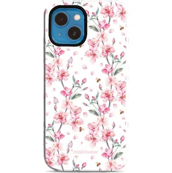 Pouzdro na mobilní telefon Odolný obal Mobiwear Elite Pro - Apple iPhone 13 Mini - E124E Růžové květy (Odolné pouzdro, obal kryt Mobiwear Elite Pro - maximální ochrana mobilu, zesílené hrany, přesné výřezy, pohodlné držení, odolná grafika, kvalitní materiály)