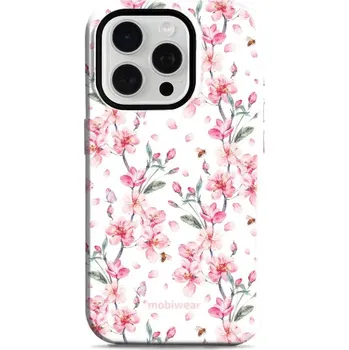 Pouzdro na mobilní telefon Odolný obal Mobiwear Elite Pro - Apple iPhone 15 Pro - E124E Růžové květy (Odolné pouzdro, obal kryt Mobiwear Elite Pro - maximální ochrana mobilu, zesílené hrany, přesné výřezy, pohodlné držení, odolná grafika, kvalitní materiály)