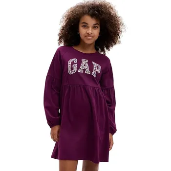 Dámské šaty šaty GAP V-Frch Logo LS - Beach Plum 10-11 Years