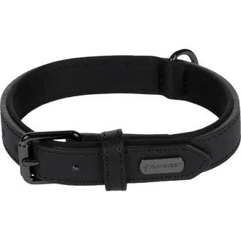 Obojek pro psa Flamingo Binti Kožený obojek s neoprenem Černá S/M