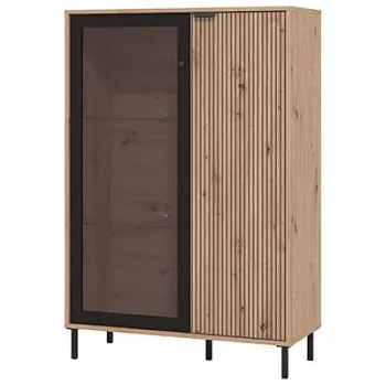 Knihovna Nízká vitrína Nautille - dub/černá