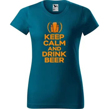 Dámské tričko DOBRÝ TRIKO Dámské tričko s potiskem Keep calm beer Barva: Petrolejová, Velikost: XL