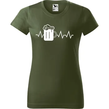 Dámské tričko DOBRÝ TRIKO Dámské tričko s potiskem Tep pivo Barva: Khaki, Velikost: XS