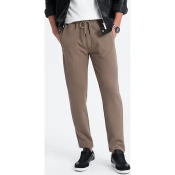 Pánská móda Pánské tepláky carrot střihu - V2 OM-PASK-0166 Barva: Hnědá, Velikost: L