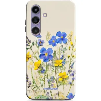 Pouzdro na mobilní telefon Odolný obal Mobiwear Elite Pro - Samsung Galaxy S24 Plus - EP41E Modré a žluté kvítky (Odolné pouzdro, obal kryt Mobiwear Elite Pro - maximální ochrana mobilu, zesílené hrany, přesné výřezy, pohodlné držení, odolná grafika, kvalitní materiály)