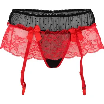 Kalhotky Alisana svůdná tanga s podvazkovým pásem 3302 M červená