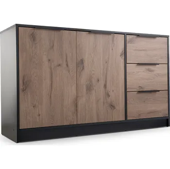 Komoda STO Komoda LATI 2D3S, 138 cm Černá/Dub Viking